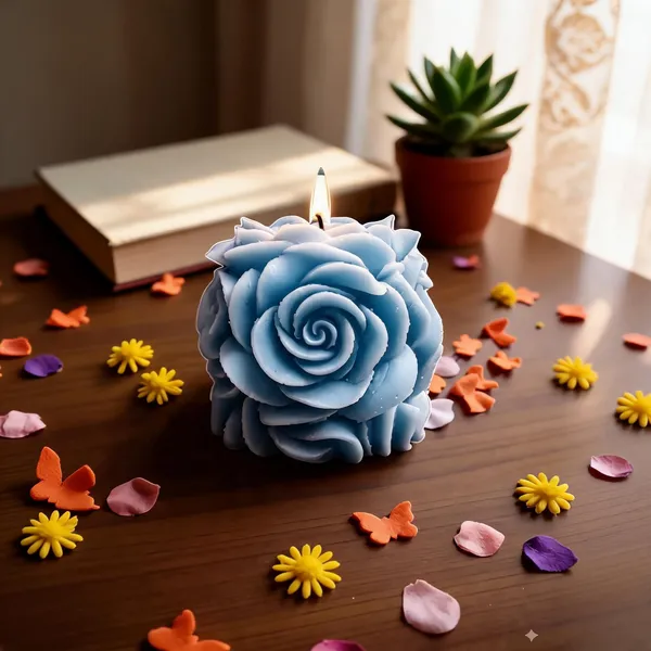 Wax_Sky_Blue_Rose_Shaped_Floral_Decorative_Candle