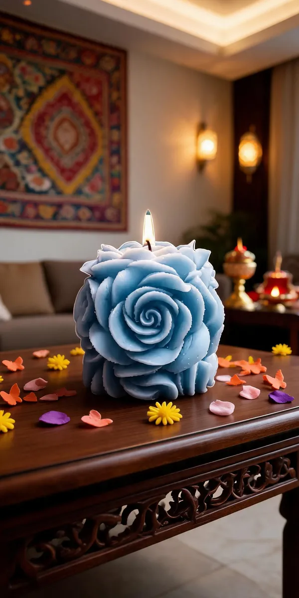 Wax_Sky_Blue_Rose_Shaped_Floral_Decorative_Candle