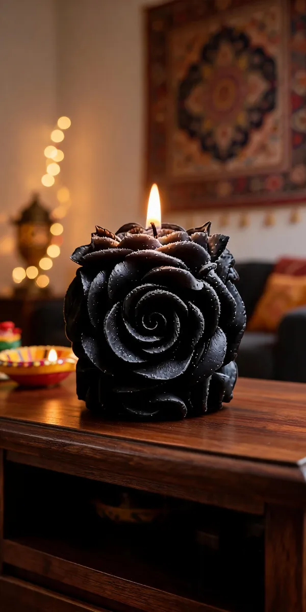 Wax_Black_Rose_Sculpted_Floral_Decorative_Candle