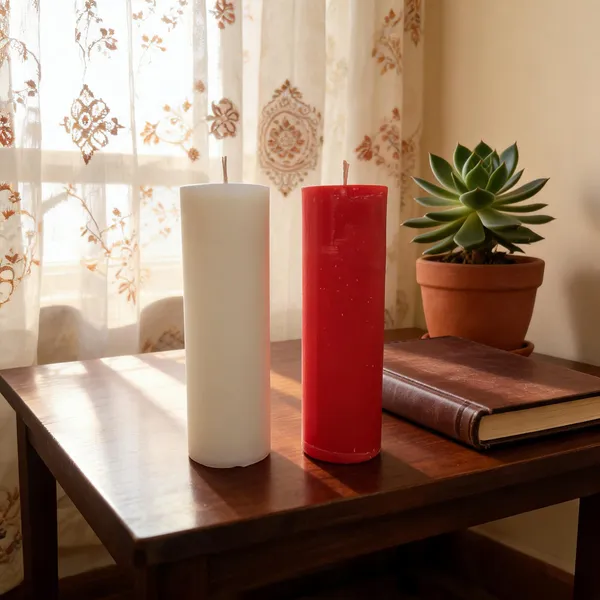 Wax_Red_White_Cylindrical_Pillar_Candle_Set