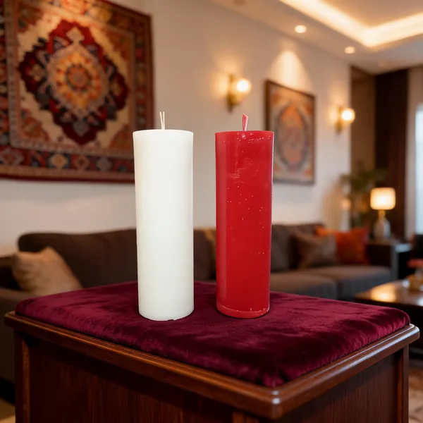 Wax_Red_White_Cylindrical_Pillar_Candle_Set