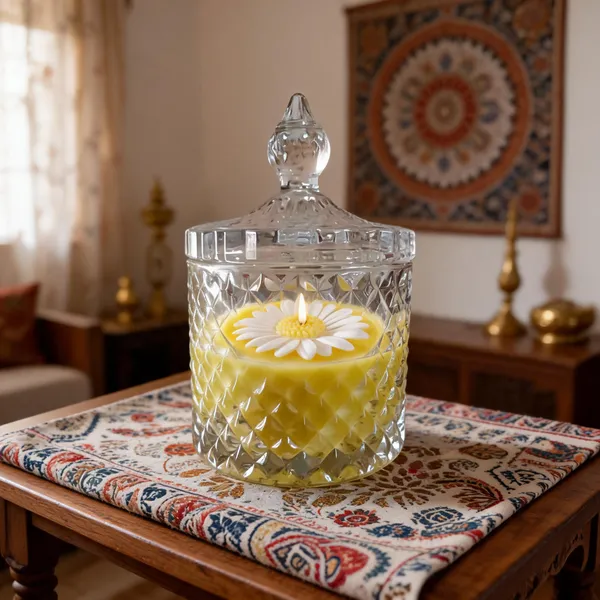 Glass_Decorative_Daisy_Floral_Lidded_Yellow_Candle_Jar