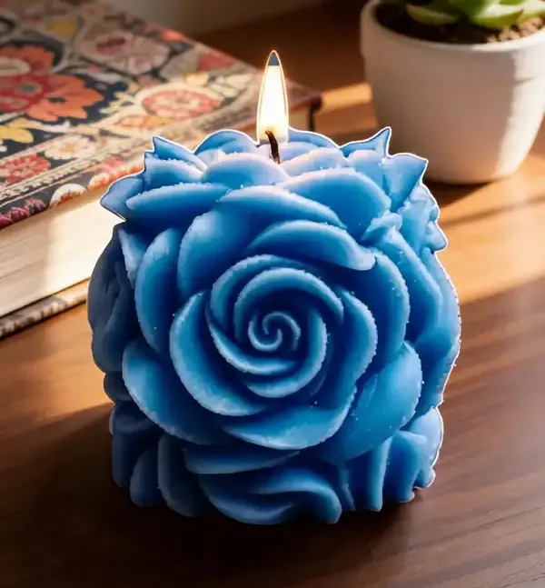 Wax_Blue_Rose_Shaped_Floral_Decorative_Candle