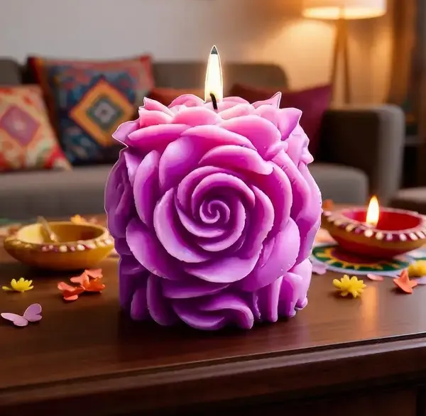 Wax_Purple_Rose_Shaped_Floral_Decorative_Candle