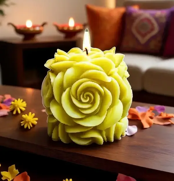 Wax_Yellow_Rose_Shaped_Floral_Decorative_Candle
