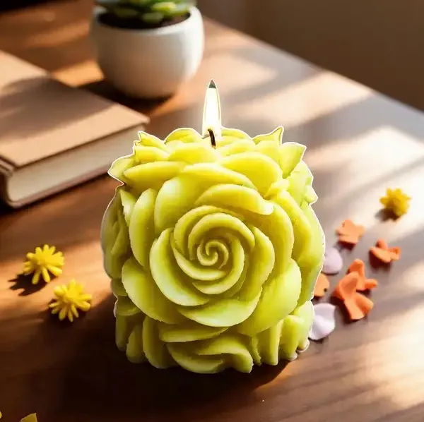 Wax_Yellow_Rose_Shaped_Floral_Decorative_Candle