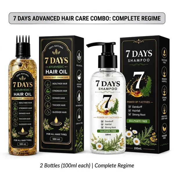 7_Days_Ayurvedic_Hair_Oil_And_Sulphate_Free_Shampoo_Pack_Of_2