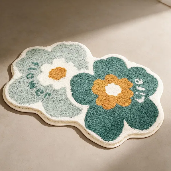 Tufted_Floral_Print_Bathroom_Mat