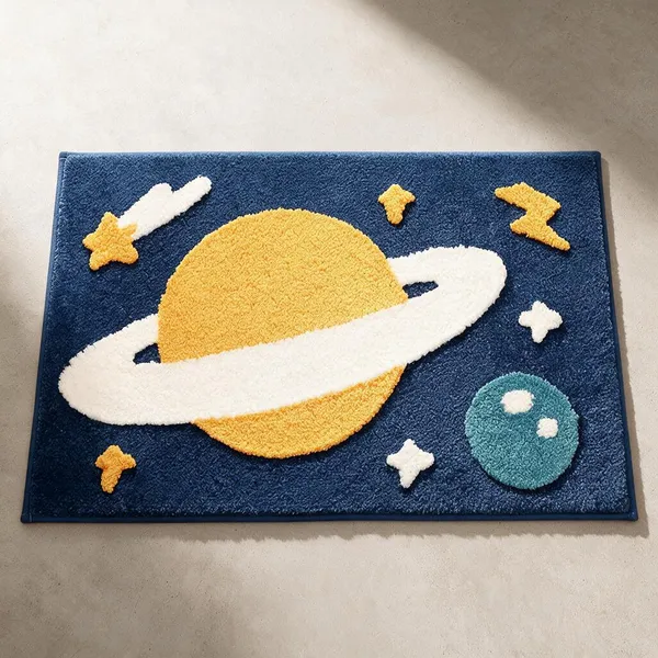 Textured_Space_Theme_Planet_Print_Floor_Mat
