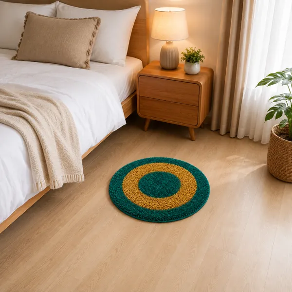 Teal_And_Gold_Geometric_Round_Pattern_Rug