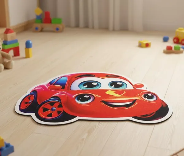 Vs_Home_Living_Cartoon_3D_Theme_Kids_Floor_Mat_For_Bedroom_Playroom_Soft_Indoor_Area_Rug_Multicolor_Car_Shape_Cutout