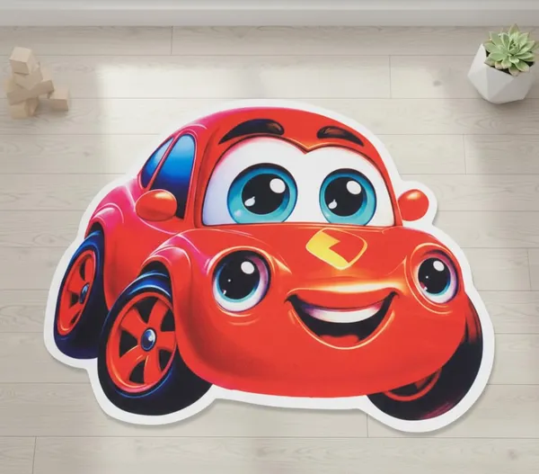 Vs_Home_Living_Cartoon_3D_Theme_Kids_Floor_Mat_For_Bedroom_Playroom_Soft_Indoor_Area_Rug_Multicolor_Car_Shape_Cutout
