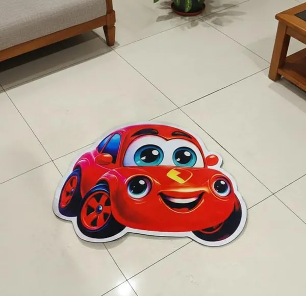 Vs_Home_Living_Cartoon_3D_Theme_Kids_Floor_Mat_For_Bedroom_Playroom_Soft_Indoor_Area_Rug_Multicolor_Car_Shape_Cutout