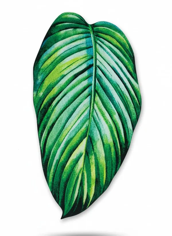 Vs_Home_Living_Leaf_Shape_Floor_Mat_For_Bedroom_Living_Room_Soft_Indoor_Area_Rug_Green_Decorative_Cutout_Design_88_X_45_Cm
