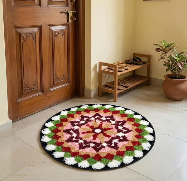 Vs_Home_Living_Handcrafted_Traditional_Rangoli_Floor_Mat_60_Cm_Round_Microfiber_Yarn_1800_Gsm_Tpr_Anti_Slip_Backing_Machine_Washable_Festival_Pooja_Decor