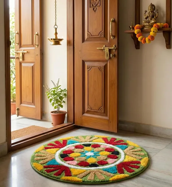 Vs_Home_Living_Traditional_Floral_Rangoli_Design_Round_Floor_Mat_60_Cm_Anti_Skid_Washable_Microfiber_Decor_Mat_For_Diwali_Pooja_Room_Festivals