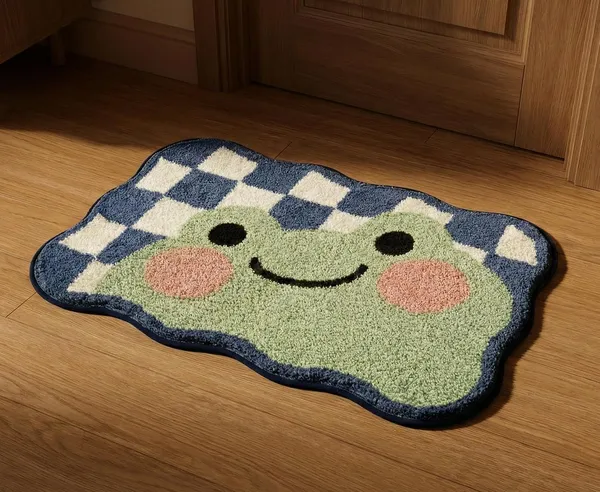 Vs_Home_Living_Cute_Frog_Shape_Bath_Mat_Anti_Slip_Soft_Microfiber_Bathroom_Rug_Blue_Green_40X60_Cm