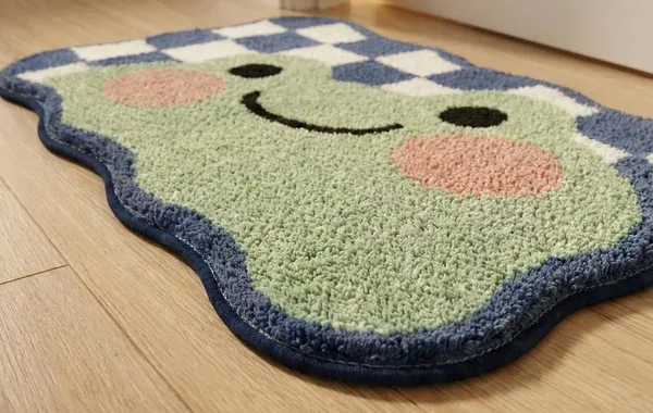 Vs_Home_Living_Cute_Frog_Shape_Bath_Mat_Anti_Slip_Soft_Microfiber_Bathroom_Rug_Blue_Green_40X60_Cm