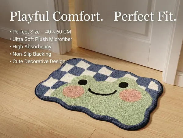 Vs_Home_Living_Cute_Frog_Shape_Bath_Mat_Anti_Slip_Soft_Microfiber_Bathroom_Rug_Blue_Green_40X60_Cm