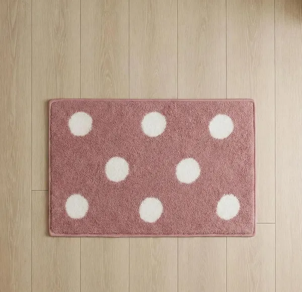 Vs_Home_Living_Pink_Polka_Dot_Rectangular_Bath_Mat_Soft_Microfiber_Anti_Slip_Bathroom_Rug_Pink_White_40X60_Cm