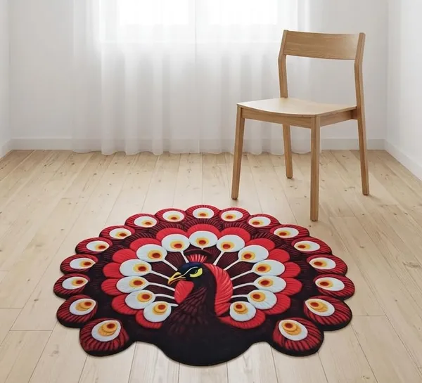 Vs_Home_Living_Peacock_Design_Pvc_Door_Mat_Anti_Skid_Washable_Indoor_Outdoor_Use_Red