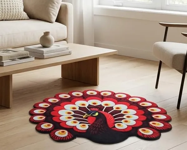 Vs_Home_Living_Peacock_Design_Pvc_Door_Mat_Anti_Skid_Washable_Indoor_Outdoor_Use_Red