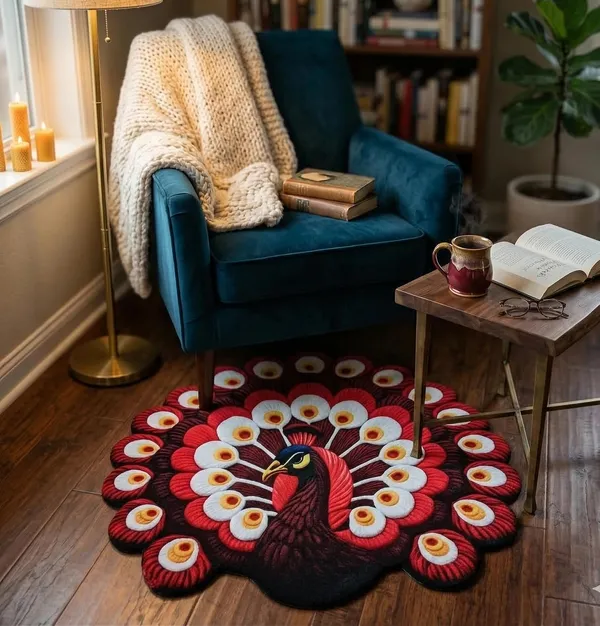 Vs_Home_Living_Peacock_Design_Pvc_Door_Mat_Anti_Skid_Washable_Indoor_Outdoor_Use_Red