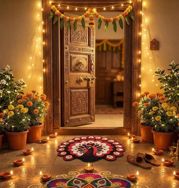 Vs_Home_Living_Peacock_Design_Pvc_Door_Mat_Anti_Skid_Washable_Indoor_Outdoor_Use_Red