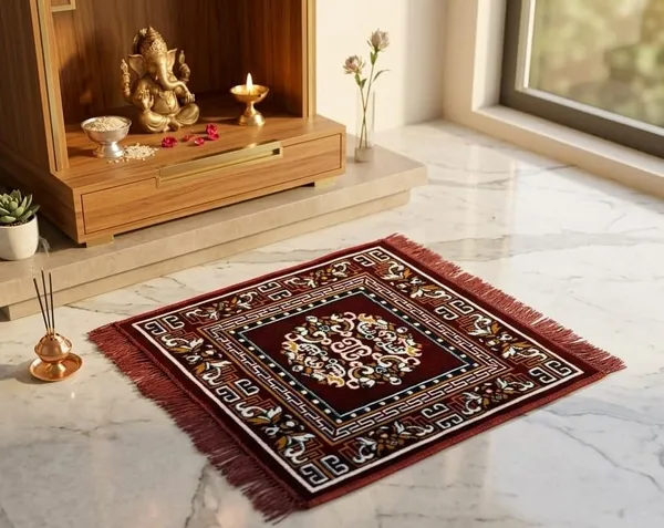 Vs_Home_Living_Pooja_Aasan_Mat_For_Sitting_Traditional_Printed_Chowki_Mat_With_Fringe_Soft_Fabric_Prayer_Mat_For_Mandir_Meditation_Floor_Sitting_Maroon_Design_50_X_50_Cm