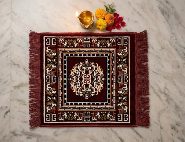 Vs_Home_Living_Pooja_Aasan_Mat_For_Sitting_Traditional_Printed_Chowki_Mat_With_Fringe_Soft_Fabric_Prayer_Mat_For_Mandir_Meditation_Floor_Sitting_Maroon_Design_50_X_50_Cm