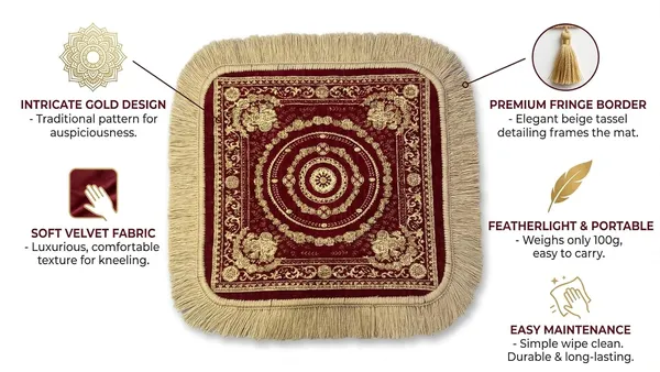 Vs_Home_Living_Pooja_Aasan_Mat_For_Sitting_Curved_Edge_Premium_Prayer_Mat_With_Decorative_Fringe_Border_Soft_Fabric_Chowki_Mat_For_Mandir_Meditation_Floor_Seating_Maroon_Gold_45_X_45_Cm