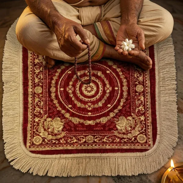 Vs_Home_Living_Pooja_Aasan_Mat_For_Sitting_Curved_Edge_Premium_Prayer_Mat_With_Decorative_Fringe_Border_Soft_Fabric_Chowki_Mat_For_Mandir_Meditation_Floor_Seating_Maroon_Gold_45_X_45_Cm