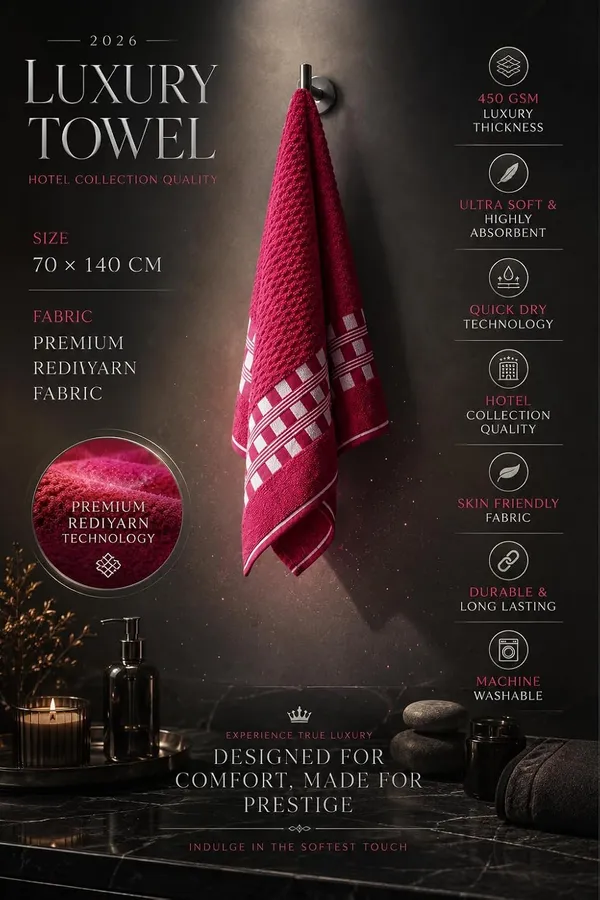 Premium_450_Gsm_Terry_Bath_Towel_70X140_Cm_Ultra_Soft_Quick_Dry_Highly_Absorbent_Luxury_Towel_Ruby_Pink_Magenta_Pink