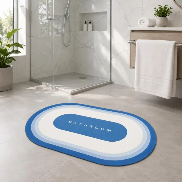 Vs_Home_Living_Oval_Bathroom_Mat_40_X_60_Cm_Blue_And_White_3_5_Mm_Ultra_Thin_Absorbent_Tech_Velvet_Surface_With_Rubber_Backing