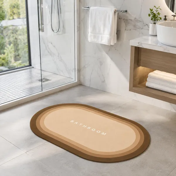 Vs_Home_Living_Oval_Bathroom_Mat_40_X_60_Cm_Tan_And_Brown_3_5_Mm_Ultra_Thin_Absorbent_Tech_Velvet_Surface_With_Rubber_Backing