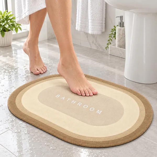Vs_Home_Living_Oval_Bathroom_Mat_40_X_60_Cm_Beige_And_Tan_3_5_Mm_Ultra_Thin_Absorbent_Tech_Velvet_Surface_With_Rubber_Backing