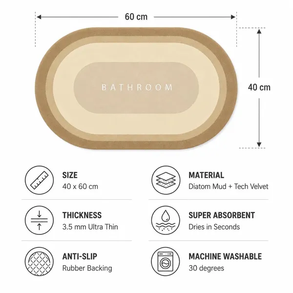 Vs_Home_Living_Oval_Bathroom_Mat_40_X_60_Cm_Beige_And_Tan_3_5_Mm_Ultra_Thin_Absorbent_Tech_Velvet_Surface_With_Rubber_Backing