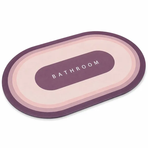 Vs_Home_Living_Oval_Bathroom_Mat_40_X_60_Cm_Purple_And_Pink_3_5_Mm_Ultra_Thin_Absorbent_Tech_Velvet_Surface_With_Rubber_Backing