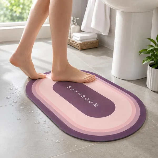 Vs_Home_Living_Oval_Bathroom_Mat_40_X_60_Cm_Purple_And_Pink_3_5_Mm_Ultra_Thin_Absorbent_Tech_Velvet_Surface_With_Rubber_Backing