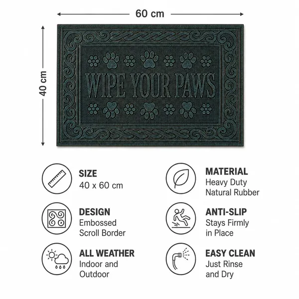 Vs_Home_Living_Wipe_Your_Paws_Heavy_Duty_Rubber_Doormat_Green_40_X_60_Cm_Embossed_Paw_Print_Design_With_Anti_Slip_Natural_Rubber_Construction