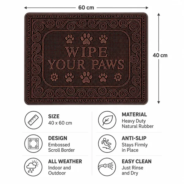 Vs_Home_Living_Wipe_Your_Paws_Heavy_Duty_Rubber_Doormat_Brown_40_X_60_Cm_Embossed_Paw_Print_Design_With_Anti_Slip_Natural_Rubber_Construction