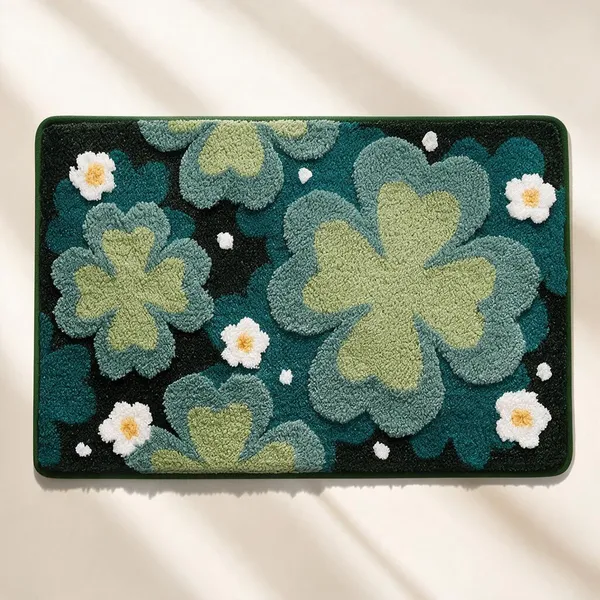 Textured_Floral_Print_Bathroom_Mat