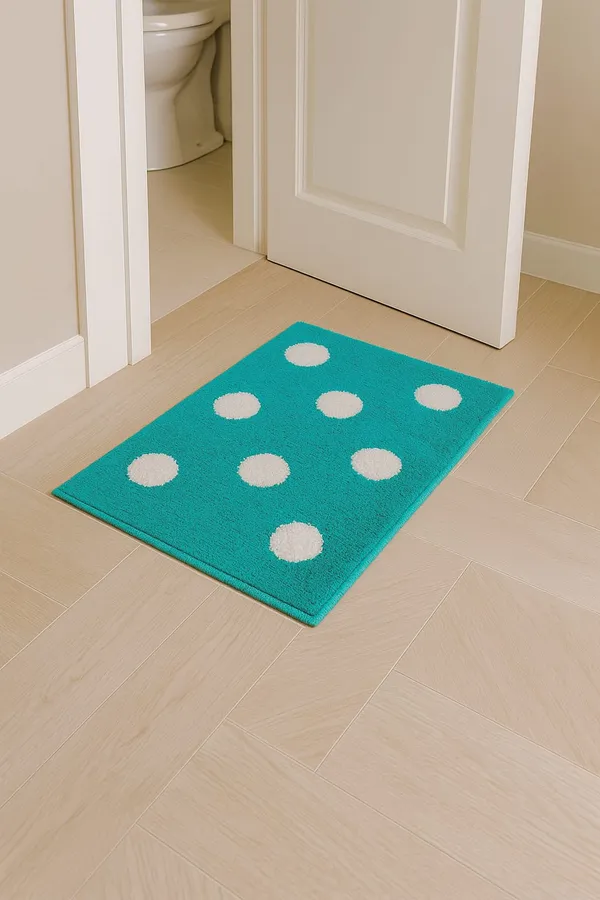 Turquoise_Polka_Dot_Bathroom_Floor_Mat