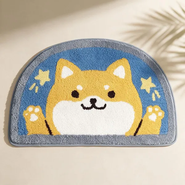 Fabric_Cartoon_Dog_Print_Half_Moon_Bath_Mat
