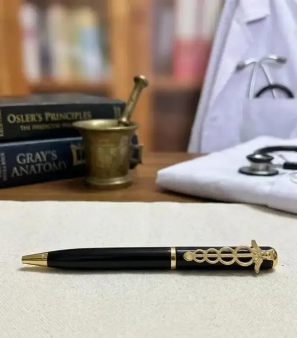 Montblank_Doctor_Themed_Gold_Clip_Brass_Ball_Pen_Black