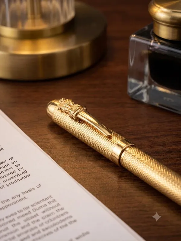 Montblank_Ashoka_Emblem_Guilloche_Textured_Executive_Pen_Gold