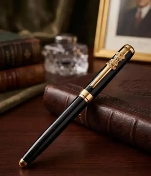 Montblank_Ashoka_Emblem_Brass_Roller_Pen_Black_Gold