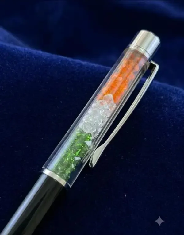 Montblank_Diamond_Tricolor_Indian_Flag_Theme_Brass_Pen_Black