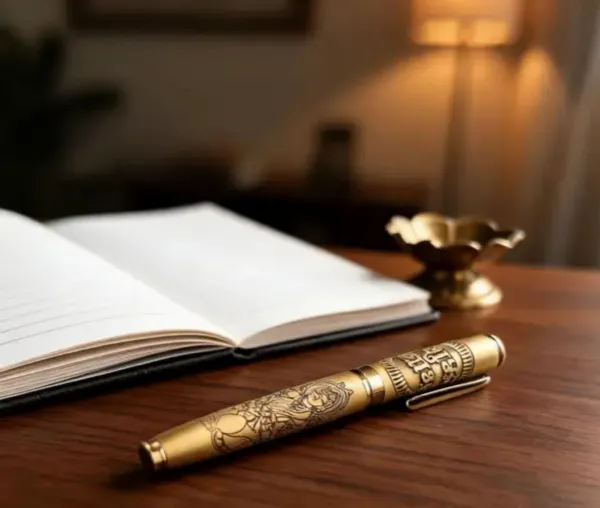 Montblank_Lakshmi_Ji_Shubh_Labh_Antique_Gold_Brass_Ball_Pen