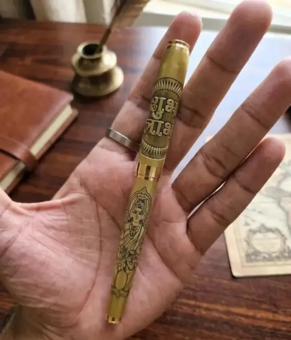 Montblank_Lakshmi_Ji_Shubh_Labh_Antique_Gold_Brass_Ball_Pen